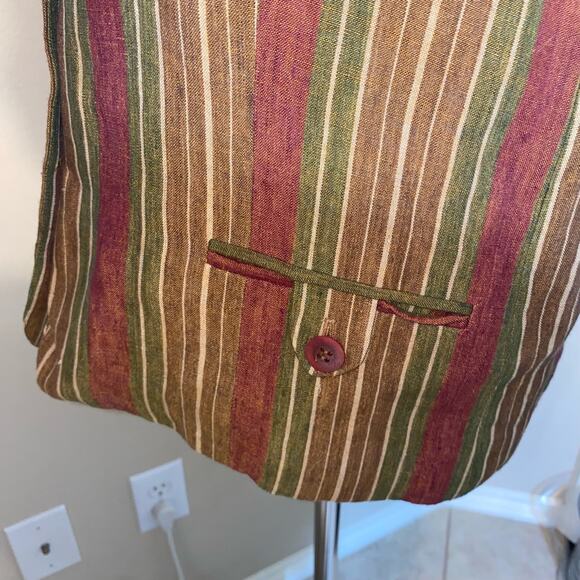 Vintage Anne Klein Linen Striped Sleeveless Button Front Vest Size 8 Petite - Picture 9 of 12